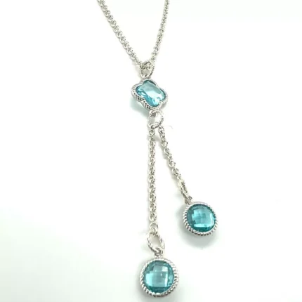 silver pendant with aquamarines